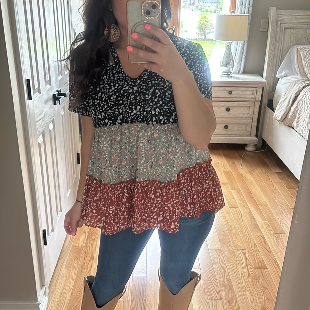 Floral Tiered Tunic Top
